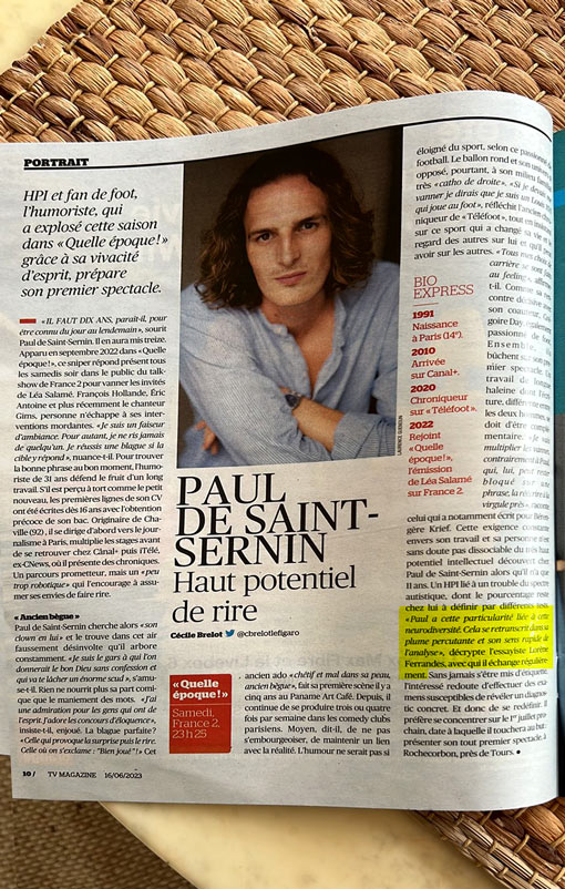Article Figaro TV Magazine : Paul de St Sernin